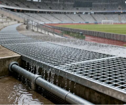 ড্রাইভওয়ে এবং শিল্প ব্যবহারের জন্য 38/50/76/100 মিমি ক্রস বার পিচ এবং A36 গ্রেডের ক্ষয় প্রতিরোধী গ্যালভানাইজড স্টিল গ্রেটিং